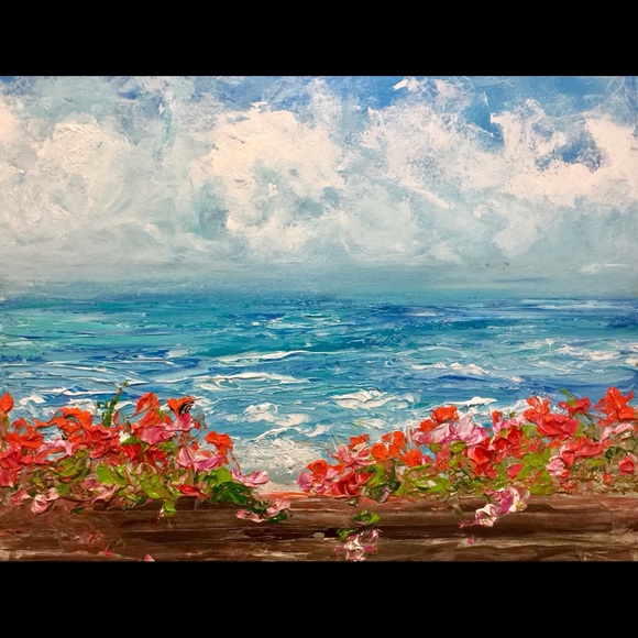 Other - 💙🐚ocean floral🐚💙 original acrylic painting